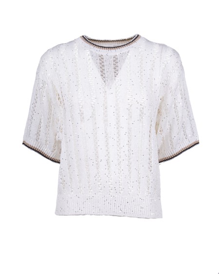 Shop BRUNELLO CUCINELLI  Pull: Brunello Cucinelli maglia Dazzling Ribbed Net in lino.
Girocollo.
Spalla abbassata.
Manica ampia.
Maglia con diversi punti.
Composizione: 94% LINO, 6% NYLON.
Made in Italy.. MCO559400-CFA26